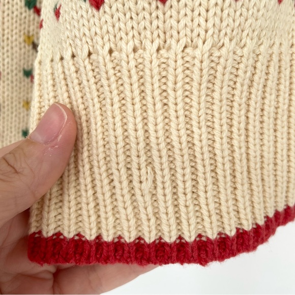 The Great. Vintage Ornament Button Down Cardigan in Cream Green and Red Size 0 - Picture 14 of 15